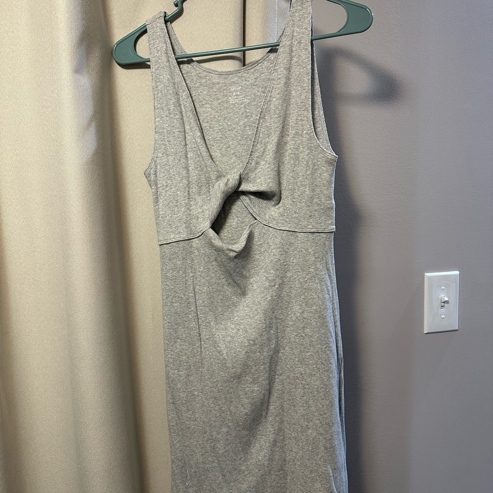 Aerie Heather Gray Twist Front Midi Dress